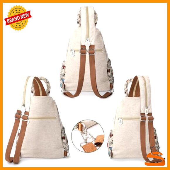Canvas Convertible Sling Backpack, Adjustable Daypack for Travel & Outdoor main image 7